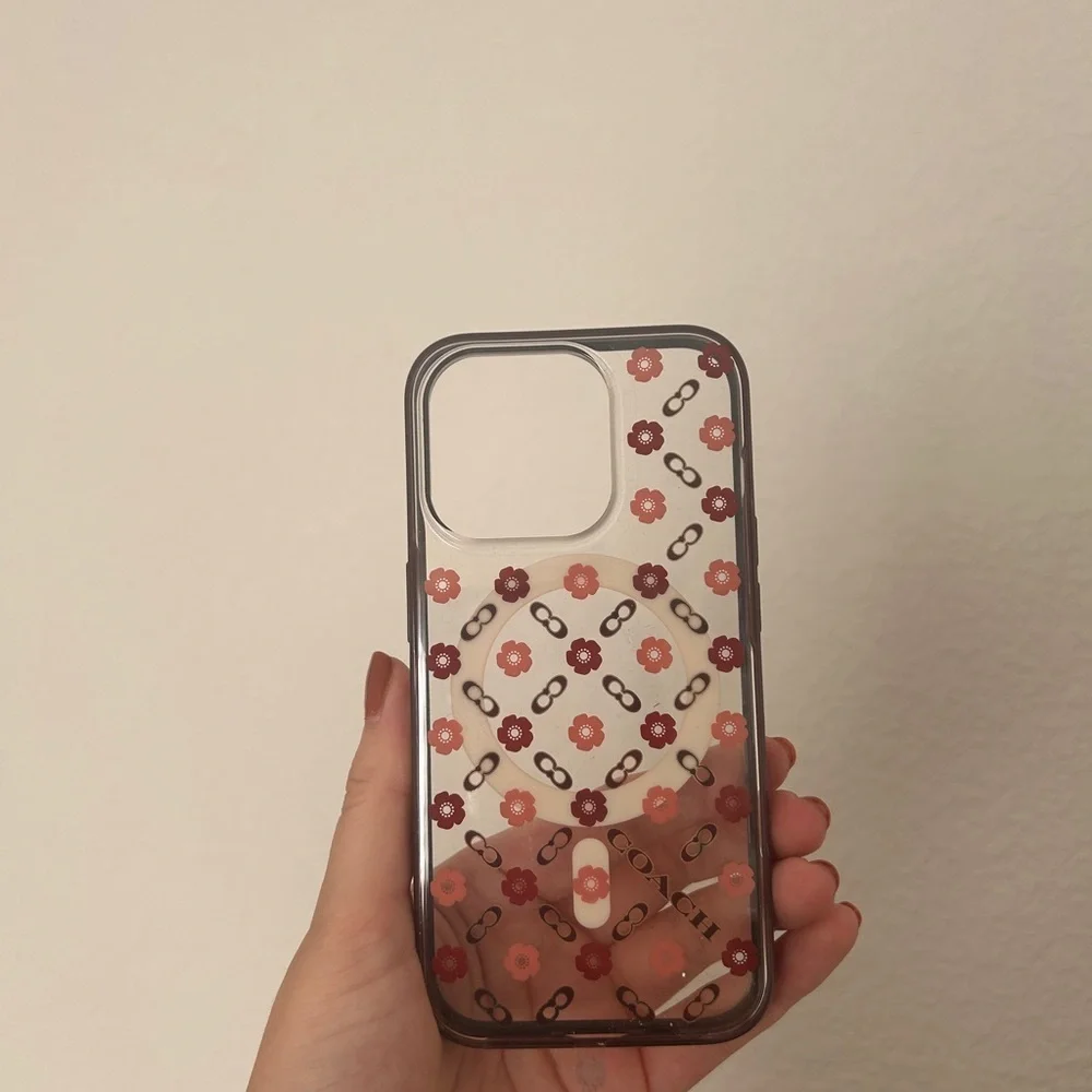 Coach Tea Rose iPhone 15 PRO Case, Compatible with MagSafe